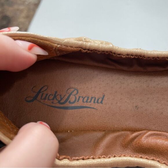 Lucky Brand Tan Leather Round Toe Ballet Flats - Picture 8 of 8
